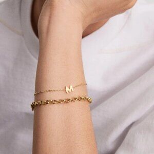 Mejuri Letter “M” Bracelet – Solid 14K Yellow Gold | Brand New